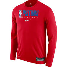 Detroit Pistons Mens Nike Practice Graphic Red Long Sleeve Tee