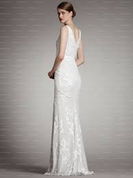 Sheath Column V Neck Lace Chiffon Floor Length Wedding Dress Boda Mi Boda Sitios