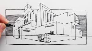 How To Draw Buildings In 2 Point Perspective Pen Drawing Architecture Drawing Perspective Drawing Building Drawing