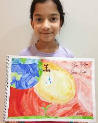 Save water, save earth by Sarah Libu Abraham. ML-ONLINE .  #artlessonsforkids #onlineartclasses #musicloungeqatar #savewater #saveearth
