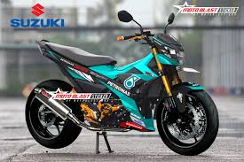 Satria fu 150, siapa yang gak kenal motor dengan tampilan sporty pabrikan suzuki ini. Modif Striping Suzuki Satria Fu 150 Fi Petronas Srt Gp Motoblast