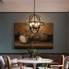 Keep chandeliers or pendant lighting out of your face by installing at least 30 inches over the table. Globe Metal Pendant Lighting Industrial 4 Lights Dining Room Chandelier Hanging Light Fixture In Black Beautifulhalo Com