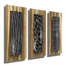 Black And Silver Metal Wall Decor Gold Black Silver Metal Wall Art 3 Wall Scuptures Modern Home Decor Jon Allen Wall Sculptu Silver Metal Wall Art Modern Metal Wall Art Metal Wall Art Panels