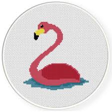 Charts Club Members Only Swimming Flamingo Cross Stitch Pattern