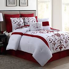 Queen, croscill, waterford, rose tree, and more. Amazon Com Geneva Home Fashion 8 Piece Cassandra Flocked Comforter Set Queen Red Bedroom Comforter Sets Simple Bedroom Design Comforter Sets
