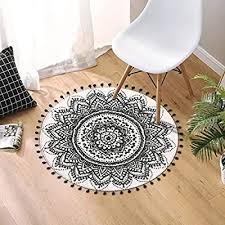 Lebhaft amazon teppich rund | haus dekoration. Amazon De Uphome Teppich Rund Mit Schicken Bommeln Fransen Luxurios Mandala Boho Samt Badezimmerteppich Weich Teppich Baumwollteppiche Bommel Machen
