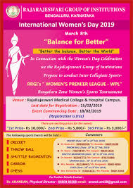 International women's day is celebrated on march 8; Women S Day Celebration 2019 Rajarajeswari College Of Nursing