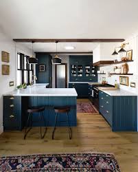 Navy Kitchen With A Stunning Built In Kitchen Design Small Kitchen Layout Kitchen Cabinet Design