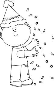 Black And White Children Clipart Black And White Kid With Birthday Confetti Clip Art Black And White Kid With Birthday Confetti Image Stick Figure Drawing Clip Art Art Birthday