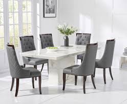 Imperial solid marble dining set louis solid marble dining table set with lion knocker chair solid marble dining set with silver velvet dining chairs lion knocker is quite large our 4 seater dining set or our 6 seater table set comes with the larger 1.8m or 1.6m marble. Carvelle 160cm White Pedestal Marble Dining Table With Angelica Chairs