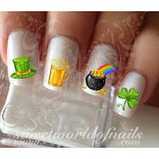 After writing the st patrick day special i couldn't help doing st patrick nails myself. Saint Patrick S Day Nail Art Clover Shamrock Beer Hat Treasure Water D