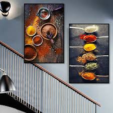 Choose your favorite kitchen paintings from 27,042 available designs. Spices Peppers Spoon Kitchen Wall Painting Food Pictures Print Poster Wall Art Canvas Paintings For Restaurant Home Decor Quadro Nordic Wall Decor