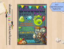 Invitacion De Cumpleanos De Plants Vs Zombies Plants Vs Zombie Birthday Birthday Invitations Plants Vs Zombies Birthday Party
