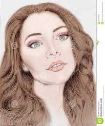 drawing face of woman for template stock illustration