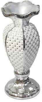 60cm Tall Floor Standing Flower Vase With Mosaic Tiled Mirrored Finish White Davidfischhoff Artdecostyle Flower Vases Tall Floor Vases Mosaic Tiles