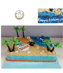 Learn how to make these fun beach themed cake decorations for your summer cakes! Freshbakes Beach Sea Creatures Summer Water Activities Themes