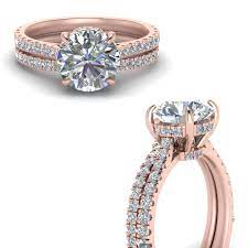 Ring size 4 4.5 5 5.5 6 6.5 7 7.5 8 8.5 9 9.5 10 10.5 11 11.5 12 greater than 12 add. Hidden Halo Pave Set Diamond Ring With Curved Wedding Band In 14k Rose Gold Fascinating Diamonds