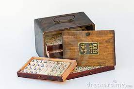Mahjong Game Tiles Old Wood Box Long Life Sign Wood Boxes Old Wood Tiles
