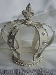 Decorated Crown Centerpiece White Vintage Metal Decorative Crown Blinged Out With Swarovski Crystals Rhinestones P Crown Decor Crown Centerpiece Metal Crown