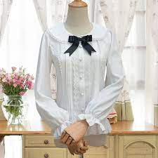 织锦园原创lolita 可爱超萌猫耳朵雪纺长袖衬衣学院风打底衬衫 long sleeve chiffon shirt ladies chiffon shirts red fleece jacket
