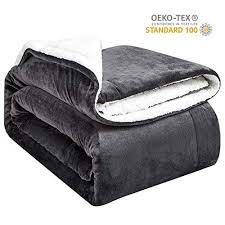 hansleep plaid couverture polaire sherpa gris anthracite blanc 130x165cm couverture de lit reversible doub couverture lit couverture polaire jete de canape