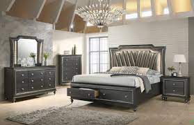 Fangio lighting sculpted candlestick lamp (set of 2) Kaitlyn Bedroom Set With Led Pu Metalic Gray Finish Casye Furniture