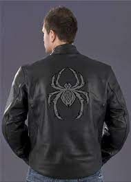 Shaf Men S Embroided Leather Jacket With Spiders Biker Design Leather Jacket Motorcycle Outfit Jackets