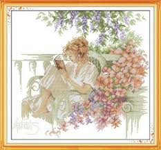 Joy sunday counted cross stitch kits. Joy Sunday Cross Stitch Kits Woman Reads
