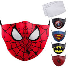 Reusable Kids Mask Print Face Masks Kidsfacemask Superheroefacemask Facemaskspyderman Facemaskironman Facemas Masken Selber Basteln Masken Kinder Masken