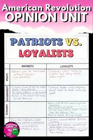 American Revolution Opinion Writing Unit Patriots Or Loyalists In 2020 Opinion Writing Unit Writing Units Opinion Writing