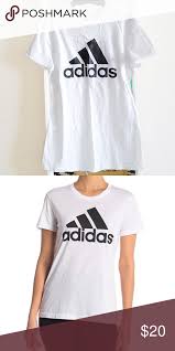 Black And White Adidas T Shirt Women S Adidas Women S T Shirt Brand New With Tags Color White Black 100 Cotton Crewneck Short Sleeves Front Graphic Log T Shirts For Women Adidas Women Adidas Tops