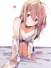 amano konatsu, nettaigyo wa yuki ni kogareru, character request,  commission, highres, pixiv commission, tagme, 1girl, head tilt, on bed,  see-through clothes, see-through shirt, shirt, smile - Image View - |  Gelbooru -