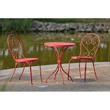 New Red Metal Outdoor Garden Patio Furniture Dining Table Chairs Set Pool Bistro Outdoor Bistro Set Bistro Set Garden Furniture Sets