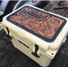 Tooling Toolingleather Tooledleather Leatherwork Western Rodeo Yeti Tooled Leather Yeti Cooler Leather Carving Leather Working Patterns Leather Diy