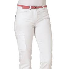 Pantalon Blanc Femme 2 Poches Laterales Et 2 Poches Arriere Poche Cuisse
