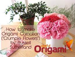 Origami Carnation 1024x773 How To Make Tissue Paper Flowers Origami Carnations Lesson 14 Tissue Paper Flowers Paper Flowers Paper Flower Art