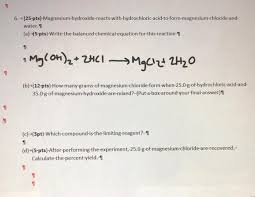 4 you can never change a formula when balancing an equation. 1 6 25 Pts Magnesium Chegg Com