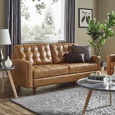 Buy leather living room chairs and get the best deals at the lowest prices on ebay! Odin Caramel Leather Gel Sofa By Inspire Q Modern Overstock 19743982