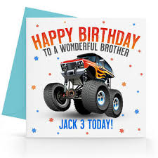 Add to favorites monster truck birthday banner, green, purple, orange, photo prop lenobledesigns 5 out of 5 stars. Personalised Boys Birthday Card Monster Truck Son Grandson Nephew Brother Ebay