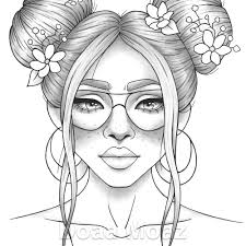 printable coloring page girl portrait and clothes colouring etsy