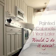After cleaning, it's time to roughen things up! Painted Kitchen Cabinets One Year Later The Palette Muse
