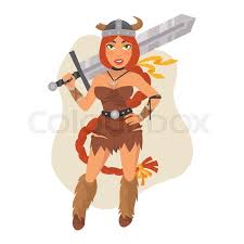 Category:female characters in anime and manga. Weapons Spear Woman Viking Helmet Stock Vector Colourbox
