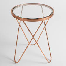 Rose Gold Tomlin Accent Table With Glass Top Rose Gold Side Table Geometric Side Table Glass Top Accent Table
