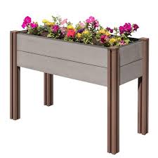 Stratco Composite Wood Plastic Elevated Raised Garden Bed Lg 34498 Garden Gardens Gardendesign G Elevated Garden Beds Raised Garden Beds Elevated Gardening