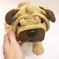 Amigurumi Pug Dog Crochet Big Puppy Plush Dog Real Size Pug Etsy Crochet Dog Big Puppies Pug Dog