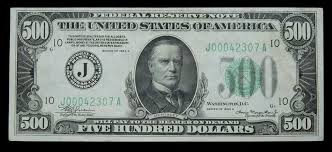 Realisations Public Auctions Banknotes Us Dollar Note Five Hundred Dollar Bill Dollar Bill