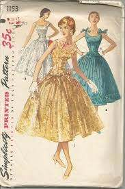 1950s Fit And Flare Party Dance Cocktail Dress Drop Waist Sleeveless Simplicity 1153 Women S Vintage Sewing Pattern Vintage Sewing Patterns Vintage Dress Patterns 1950s Dress Patterns