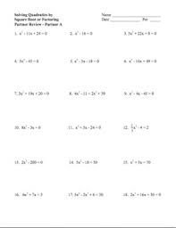Graphing quadratics review worksheet name _ fill in each blank using the word bank. Algebra Solving Quadratic Equations Partner Review By Algebra4all