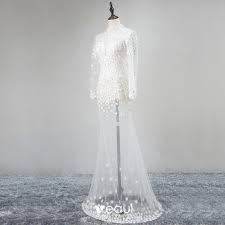 This is known to suit most body types, including plus size women. Modern Fashion White See Through Evening Dresses 2018 Trumpet Mermaid High Neck Long Sleeve Appliques Lace