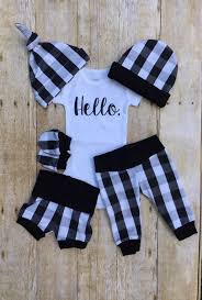 Black White Check Buffalo Plaid Boys Coming Home Outfit Hello Etsy